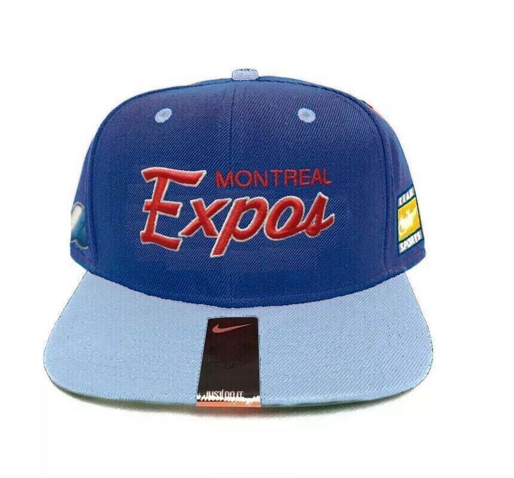 Nike Vintage Two Toned Script Montreal Expos Blue/Light Snapback Hat / Cap